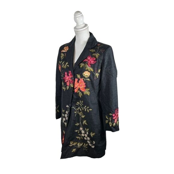 Silkland Black Embroidered Silk Lightweight Jacket - Picture 4 of 8